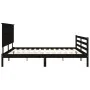 Estructura de cama con cabecero madera maciza negro 200x200 cm de vidaXL, Camas y somieres - Ref: Foro24-3195245, Precio: 183...