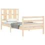 Bed frame with solid wood headboard 100x200 cm by vidaXL, Beds and slatted bases - Ref: Foro24-3194106, Price: 111,17 €, Disc...