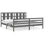 Estructura de cama con cabecero madera maciza gris 200x200 cm de vidaXL, Camas y somieres - Ref: Foro24-3194138, Precio: 179,...