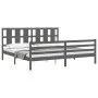 Estructura de cama con cabecero madera maciza gris 200x200 cm de vidaXL, Camas y somieres - Ref: Foro24-3194138, Precio: 179,...