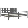 Estructura de cama con cabecero madera maciza gris 200x200 cm de vidaXL, Camas y somieres - Ref: Foro24-3194138, Precio: 179,...