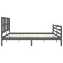 Estructura de cama con cabecero madera maciza gris 200x200 cm de vidaXL, Camas y somieres - Ref: Foro24-3194138, Precio: 179,...