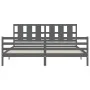 Grauer Massivholzbettrahmen mit Kopfteil 200x200 cm von vidaXL, Betten und Lattenroste - Ref: Foro24-3194138, Preis: 179,37 €...