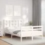 White solid wood bed frame with headboard 120x200 cm by vidaXL, Beds and slatted bases - Ref: Foro24-3193917, Price: 123,61 €...
