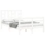 White solid wood bed frame with headboard 120x200 cm by vidaXL, Beds and slatted bases - Ref: Foro24-3193917, Price: 123,61 €...