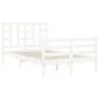 White solid wood bed frame with headboard 120x200 cm by vidaXL, Beds and slatted bases - Ref: Foro24-3193917, Price: 123,61 €...