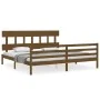 Honey brown solid wood bed frame and headboard 200x200 cm by vidaXL, Beds and slatted bases - Ref: Foro24-3195179, Price: 169...