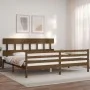 Honey brown solid wood bed frame and headboard 200x200 cm by vidaXL, Beds and slatted bases - Ref: Foro24-3195179, Price: 169...