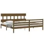 Honey brown solid wood bed frame and headboard 200x200 cm by vidaXL, Beds and slatted bases - Ref: Foro24-3195179, Price: 169...