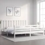 White solid wood bed frame with headboard 200x200 cm by vidaXL, Beds and slatted bases - Ref: Foro24-3193812, Price: 153,36 €...