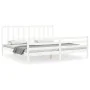 White solid wood bed frame with headboard 200x200 cm by vidaXL, Beds and slatted bases - Ref: Foro24-3193812, Price: 153,36 €...