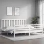 White solid wood bed frame with headboard 200x200 cm by vidaXL, Beds and slatted bases - Ref: Foro24-3193812, Price: 153,36 €...