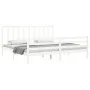 White solid wood bed frame with headboard 200x200 cm by vidaXL, Beds and slatted bases - Ref: Foro24-3193812, Price: 153,36 €...