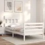Weißer Massivholzbettrahmen mit Kopfteil 100x200 cm von vidaXL, Betten und Lattenroste - Ref: Foro24-3195147, Preis: 101,72 €...