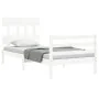 Weißer Massivholzbettrahmen mit Kopfteil 100x200 cm von vidaXL, Betten und Lattenroste - Ref: Foro24-3195147, Preis: 101,72 €...