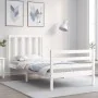White solid wood bed frame with headboard 90x200 cm by vidaXL, Beds and slatted bases - Ref: Foro24-3193777, Price: 95,84 €, ...