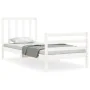 White solid wood bed frame with headboard 90x200 cm by vidaXL, Beds and slatted bases - Ref: Foro24-3193777, Price: 95,84 €, ...