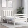 White solid wood bed frame with headboard 90x200 cm by vidaXL, Beds and slatted bases - Ref: Foro24-3193777, Price: 95,84 €, ...