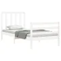 White solid wood bed frame with headboard 90x200 cm by vidaXL, Beds and slatted bases - Ref: Foro24-3193777, Price: 95,84 €, ...