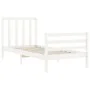 White solid wood bed frame with headboard 90x200 cm by vidaXL, Beds and slatted bases - Ref: Foro24-3193777, Price: 95,84 €, ...