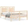 Bed frame with solid wood headboard 120x200 cm by vidaXL, Beds and slatted bases - Ref: Foro24-3194046, Price: 118,39 €, Disc...