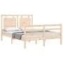 Bed frame with solid wood headboard 120x200 cm by vidaXL, Beds and slatted bases - Ref: Foro24-3194046, Price: 118,39 €, Disc...