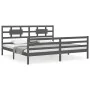 Estructura de cama con cabecero madera maciza gris 200x200 cm de vidaXL, Camas y somieres - Ref: Foro24-3194463, Precio: 174,...