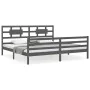 Gray solid wood bed frame with headboard 200x200 cm by vidaXL, Beds and slatted bases - Ref: Foro24-3194463, Price: 174,31 €,...