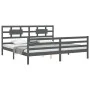 Estructura de cama con cabecero madera maciza gris 200x200 cm de vidaXL, Camas y somieres - Ref: Foro24-3194463, Precio: 174,...