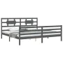 Gray solid wood bed frame with headboard 200x200 cm by vidaXL, Beds and slatted bases - Ref: Foro24-3194463, Price: 174,31 €,...
