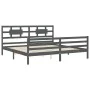 Gray solid wood bed frame with headboard 200x200 cm by vidaXL, Beds and slatted bases - Ref: Foro24-3194463, Price: 174,31 €,...