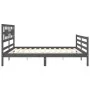 Grauer Massivholzbettrahmen mit Kopfteil 200x200 cm von vidaXL, Betten und Lattenroste - Ref: Foro24-3194463, Preis: 174,30 €...