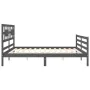 Gray solid wood bed frame with headboard 200x200 cm by vidaXL, Beds and slatted bases - Ref: Foro24-3194463, Price: 174,31 €,...