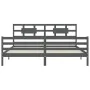 Gray solid wood bed frame with headboard 200x200 cm by vidaXL, Beds and slatted bases - Ref: Foro24-3194463, Price: 174,31 €,...
