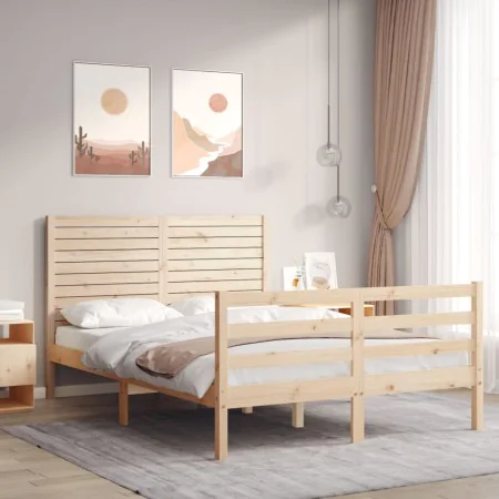 Estructura de cama con cabecero madera maciza 120x200 cm de vidaXL, Camas y somieres - Ref: Foro24-3195021, Precio: 131,22 €,...