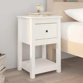 Solid white pine wood bedside table 40x35x61.5 cm by vidaXL, Lockers and storage cabinets - Ref: Foro24-821731, Price: 63,22 ...
