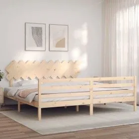 Bettgestell mit Massivholzkopfteil 200x200 cm von vidaXL, Betten und Lattenroste - Ref: Foro24-3195306, Preis: 145,37 €, Raba...