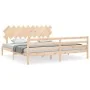 Bed frame with solid wood headboard 200x200 cm by vidaXL, Beds and slatted bases - Ref: Foro24-3195306, Price: 145,37 €, Disc...