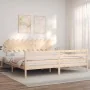 Bed frame with solid wood headboard 200x200 cm by vidaXL, Beds and slatted bases - Ref: Foro24-3195306, Price: 145,37 €, Disc...