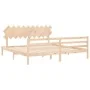 Bed frame with solid wood headboard 200x200 cm by vidaXL, Beds and slatted bases - Ref: Foro24-3195306, Price: 145,37 €, Disc...