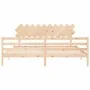 Bed frame with solid wood headboard 200x200 cm by vidaXL, Beds and slatted bases - Ref: Foro24-3195306, Price: 145,37 €, Disc...