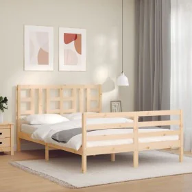 Bettgestell mit Massivholzkopfteil 140x200 cm von vidaXL, Betten und Lattenroste - Ref: Foro24-3193921, Preis: 120,65 €, Raba...