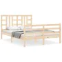 Estructura de cama con cabecero madera maciza 140x200 cm de vidaXL, Camas y somieres - Ref: Foro24-3193921, Precio: 120,65 €,...