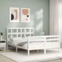 White solid wood bed frame with headboard 140x200 cm by vidaXL, Beds and slatted bases - Ref: Foro24-3194832, Price: 132,14 €...