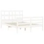 White solid wood bed frame with headboard 140x200 cm by vidaXL, Beds and slatted bases - Ref: Foro24-3194832, Price: 132,14 €...