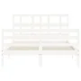 White solid wood bed frame with headboard 140x200 cm by vidaXL, Beds and slatted bases - Ref: Foro24-3194832, Price: 132,14 €...