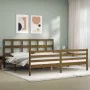 Estructura cama y cabecero madera maciza marrón miel 200x200 cm de vidaXL, Camas y somieres - Ref: Foro24-3194854, Precio: 17...