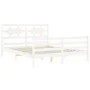 White solid wood bed frame with headboard 160x200 cm by vidaXL, Beds and slatted bases - Ref: Foro24-3194452, Price: 146,22 €...