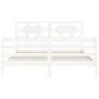 Weißer Massivholzbettrahmen mit Kopfteil 160x200 cm von vidaXL, Betten und Lattenroste - Ref: Foro24-3194452, Preis: 146,06 €...