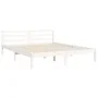 White solid wood bed frame with headboard 160x200 cm by vidaXL, Beds and slatted bases - Ref: Foro24-3194452, Price: 146,22 €...